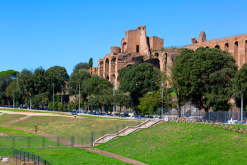 Fototapeta na wymiar View of the remains of the Circus Maximus (Circo Massimo), Rome, Italy