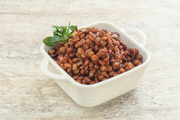 Boiled lentil in the bowl