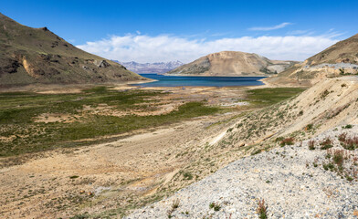 Panorama of the landscape at Laguna del Maule in Chile, South America