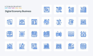 25 Digital Economy Business Blue icon pack