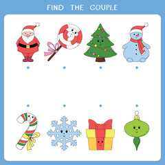 Find the couple. Simple educational game for kids. Vector worksheet