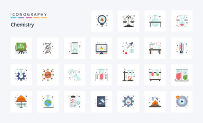 25 Chemistry Flat color icon pack