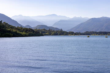 Fototapeta na wymiar Beautiful Colbun lake in Maule, Chile 