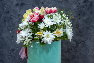 Bouquet of flowers for Valentine's Day, selective focus.
