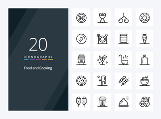 20 Food Outline icon for presentation