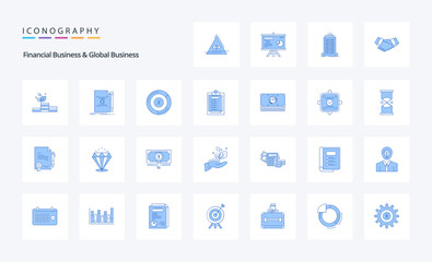 25 Financial Business And Global Business Blue icon pack