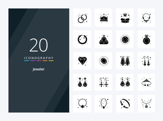 20 Jewellery Solid Glyph icon for presentation