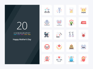 Fototapeta na wymiar 20 Happy Mothers Day Flat Color icon for presentation