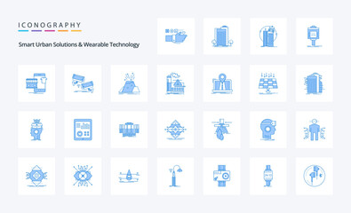 25 Smart Urban Solutions And Wearable Technology Blue icon pack