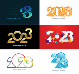 Big Collection of 2023 Happy New Year symbols Cover of business diary for 2023 with wishes