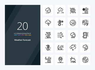 20 Weather Outline icon for presentation