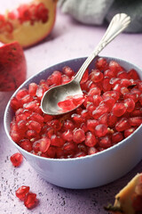 Pomegranate seeds in a bowl
