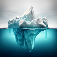 Iceberg in the blue ocean, ice on water, generative ai