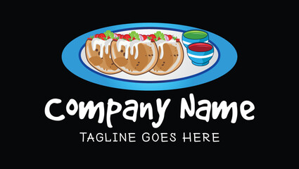 Falafel in Pita Traditional Asian Food Vector Art Illustration Logo Template