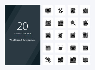 20 Web Design And Development Solid Glyph icon for presentation