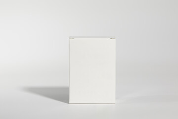 Mockup of a white box of parapharmacy product, standing, includes tracing