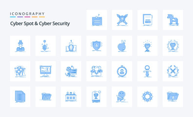 25 Cyber Spot And Cyber Security Blue icon pack