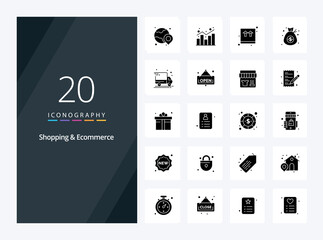 Fototapeta na wymiar 20 Shopping Ecommerce Solid Glyph icon for presentation