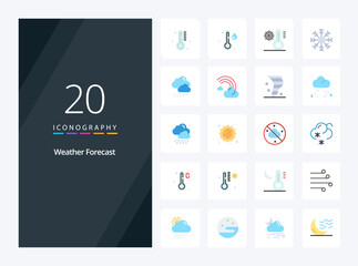 Fototapeta na wymiar 20 Weather Flat Color icon for presentation