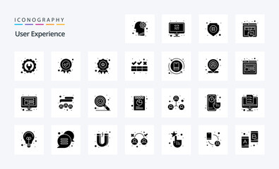 25 User Experience Solid Glyph icon pack