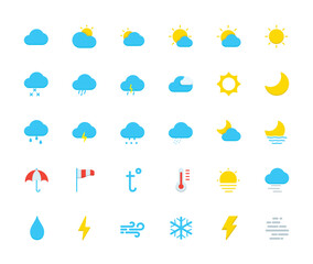 Weather flat mini vector icons. - 555191152