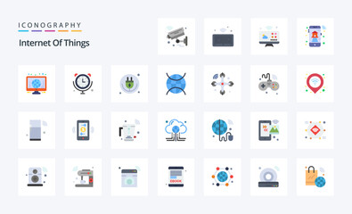 25 Internet Of Things Flat color icon pack