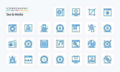 25 Seo  Media Blue icon pack
