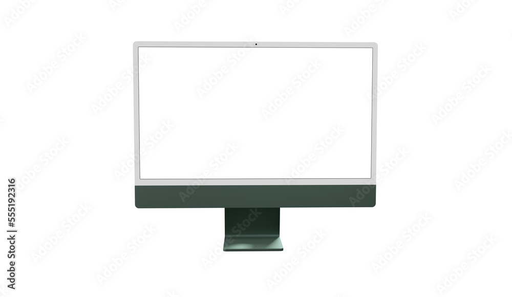 Poster realistic 3d computer, with a white screen, isolated on a background