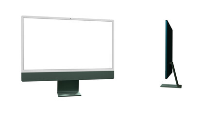 Realistic 3D Computer, with a white screen, isolated on a background - obrazy, fototapety, plakaty
