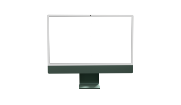 Realistic 3D Computer, with a white screen, isolated on a background