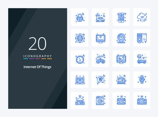Fototapeta na wymiar 20 Internet Of Things Blue Color icon for presentation