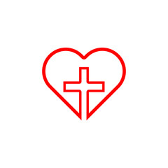Obraz premium Religion cross, heart icon