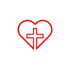 Obraz premium Religion cross, heart icon