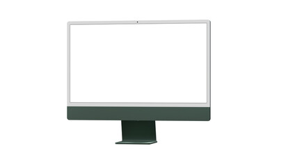 Realistic flat screen computer monitor 3de style mockup with blank screen isolated 3d