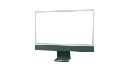 Realistic 3D Computer, with a white screen, isolated on a background