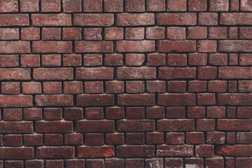 Fototapeta na wymiar red brick wall background - copy space - empty red brick wall texture background