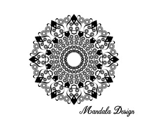  White & Cute black floral, Dark vintage template background design mandala, without colour.