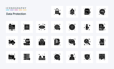 25 Data Protection Solid Glyph icon pack