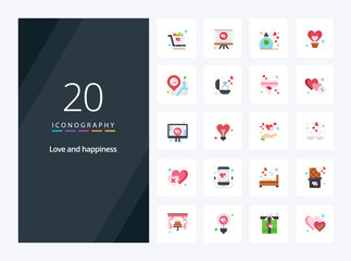 20 Love Flat Color icon for presentation