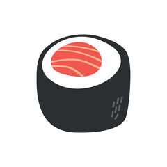 Japanese sushi roll in hand drawn style. Asian food for restaurants menu