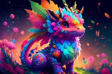 Obraz premium A Baby Dragon fantasy art. Generative AI