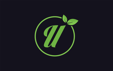 Fresh nature leaf and healthy logo design with the letter and alphabets. Green leaf and eco logo icon design 