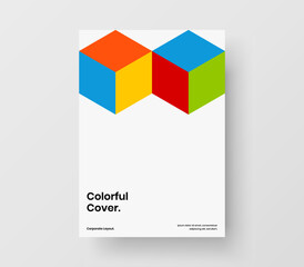 Multicolored corporate identity A4 design vector illustration. Original geometric shapes postcard template.