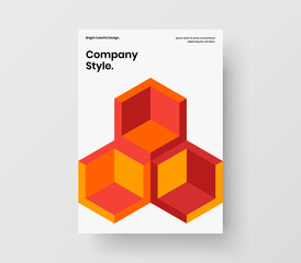 Creative booklet vector design template. Vivid geometric hexagons placard layout.