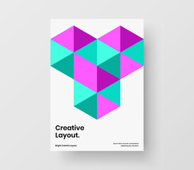 Unique brochure A4 design vector illustration. Amazing geometric tiles annual report layout.