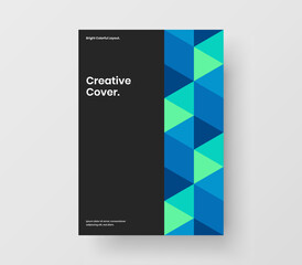 Trendy company cover A4 design vector template. Bright geometric shapes handbill layout.