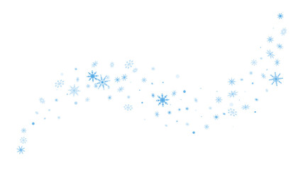 Naklejka na ściany i meble Blue delicate openwork snowflakes are scattered on a white background. Festive background, new year or christmas design