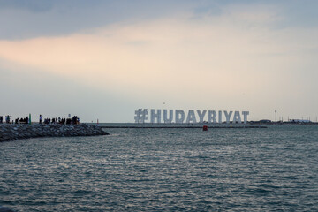 Naklejka premium view during sunset in Abu dhabi island UAE