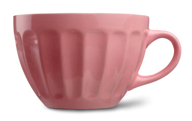 The pink mug of invigorating. The concept of hot drinks.