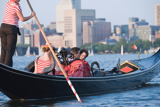 Mid adult couple romancing in a gondola